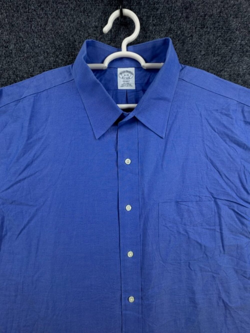 Brooks Brothers Regent 18 35 Non-Iron Cotton Point Blue Pocket Button Up Mens